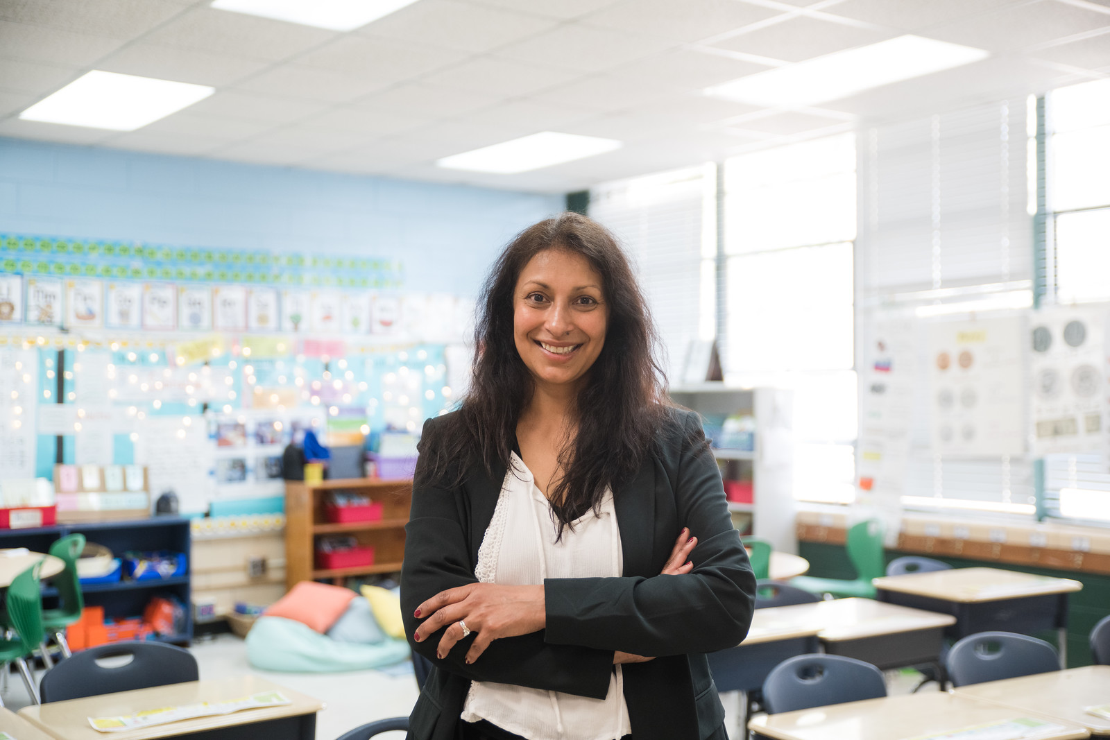 Teacher in elementary school classroom